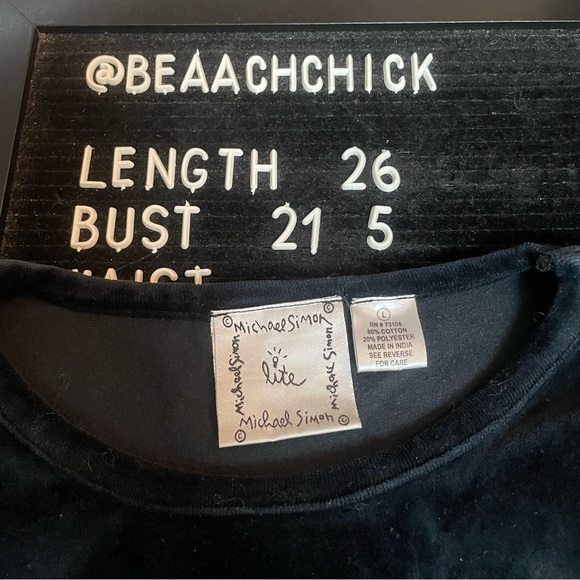 Michael Simon Lite Black Velour Christmas Tree Pullover Shirt Large Embroidered - Picture 7 of 7